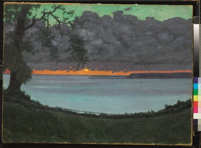 Günbatımında Zarafet, Turuncu ve Yeşil Gökyüzü by Felix Edouard Vallotton