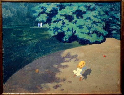 Top oynayan çocukların olduğu top veya köşe parkı Resim Felix Vallotton (1865-1925) 1899 Güneş. 0,48 x 0,61m Paris, Orsay Müzesi by Felix Edouard Vallotton