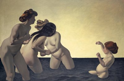 Suda Oynayan Üç Kadın ve Bir Küçük Kız, 1907. by Felix Edouard Vallotton