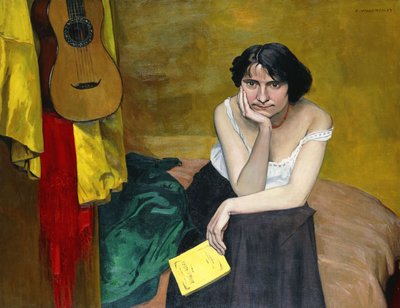 Kadın ve Gitar; Kadın ve Gitar, 1913 by Felix Edouard Vallotton