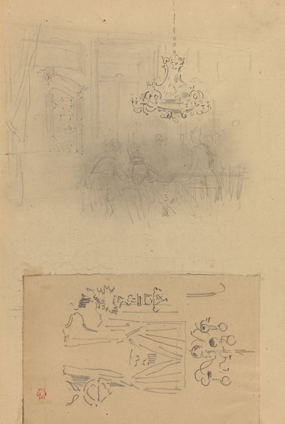 İç Mekanda Bir Buluşma; Perdeli Kapı by Felix Hilaire Buhot