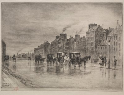Quai de l'Hotel-Dieu'de Bir Kış Sabahı, 1876. by Felix Hilaire Buhot