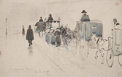 Au Boulevard de Clichy (kağıt üzerine kurşun kalem ve sulu boya) by Felix Hilaire Buhot