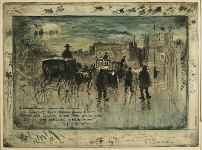 Boulevard de Clichy'de Cenaze Alayı, 1887 by Felix Hilaire Buhot