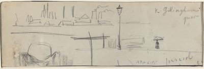 Gillingham İskelesi, Londra [verso] by Felix Hilaire Buhot
