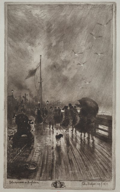 İngiltere'ye iniş by Felix Hilaire Buhot