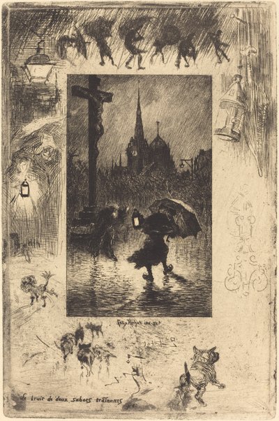 Karışan iki takunyanın sesi..., 1878. by Felix Hilaire Buhot