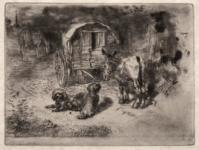 Ev Muhafızları veya Saltimbanque Dostları by Felix Hilaire Buhot