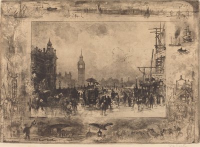 Westminster köprüsü by Felix Hilaire Buhot