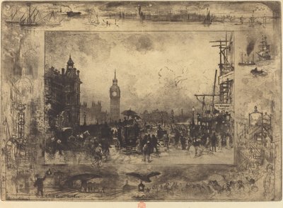 Westminster Köprüsü, 1884. by Felix Hilaire Buhot