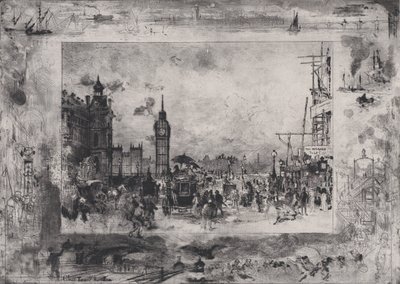 Westminster Köprüsü veya Westminster Saat Kulesi, 1860-98. by Felix Hilaire Buhot
