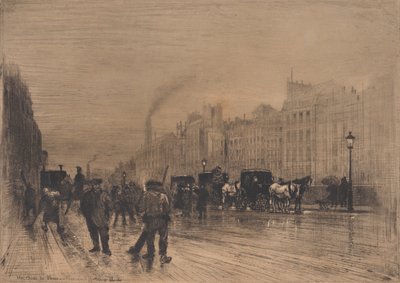 Rıhtımda Kış Sabahı, Paris, 1883. by Felix Hilaire Buhot