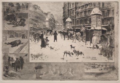 Paris'te kış by Felix Hilaire Buhot