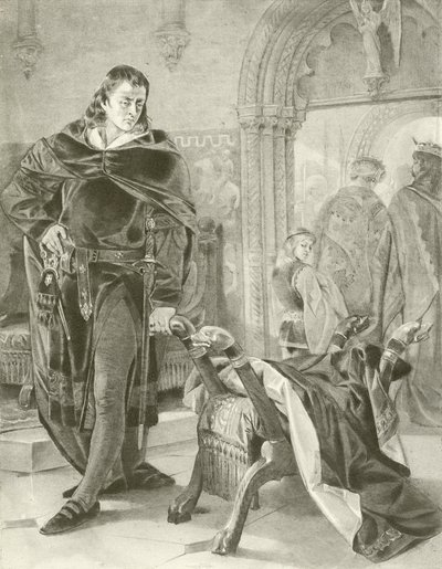 Hamlet. Perde I, Sahne II (gravür) by Felix Octavius Carr Darley