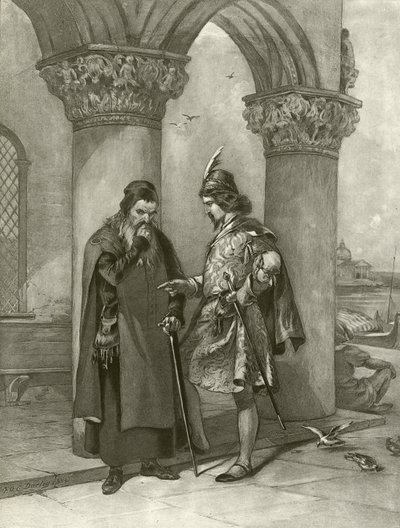 Venedik tüccarı. Perde I, Sahne III (gravür) by Felix Octavius Carr Darley
