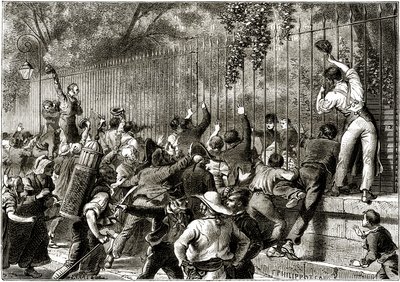 Paris'teki kalabalık, Lucien Bonaparte'ın eşlik ettiği I. Napolyon'u alkışlıyor by Felix Philippoteaux