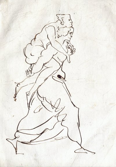 Aeneas ve Anchises by Ferdinand Victor Eugene Delacroix