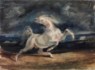 Yıldırımdan Korkan At by Ferdinand Victor Eugene Delacroix