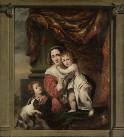 Caritas: Joanna de Geer (1629-1691) ve Çocukları Cecilia Gezisi (1660-1728) ve Laurens Gezisi (d. 1662) by Ferdinand Bol
