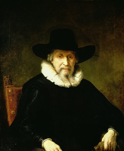 Geniş kenarlı bir şapka ile bir ruff ve koyu giysiler giyen bir Beyefendinin portresi by Ferdinand Bol