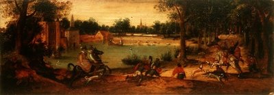 Yaban Domuzu Avı: Bir çift manzaradan biri by Ferdinand Bol