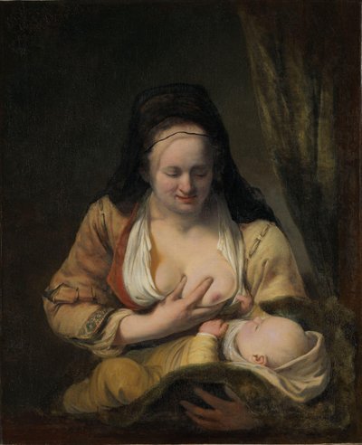 Bebek Emziren Kadın (tuval üzerine yağlı boya) by Ferdinand Bol