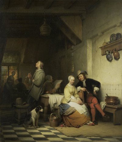 Onyedinci Yüzyıl Kostümlü Figürlü Bir Hanın İçi by Ferdinand De Braekeleer (I)