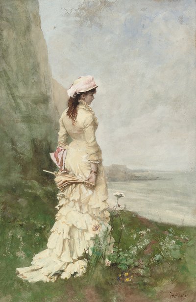 Deniz kenarında zarif bir bayan by Ferdinand Heilbuth