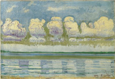""Cenevre Gölü ve İsviçre Jura Görünümü"" (İsviçre Jura ile Cenevre Gölü) Tablosu Ferdinand Hodler (1853-1918) by Ferdinand Hodler