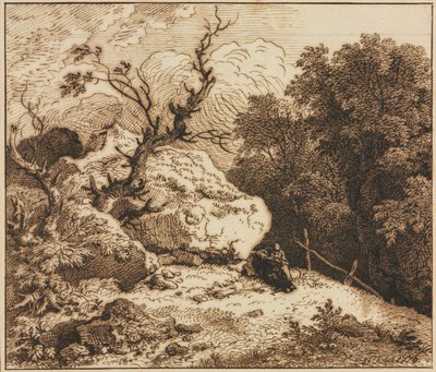 Ormanlık Bir Peyzajda Münzevi, 1776. by Ferdinand Kobell