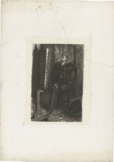 Şövale arkasında duran bir sanatçının portresi stüdyoda by Ferdinand Oldewelt