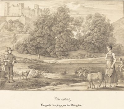 Salı - Öğleden önce Bergveste Salzburg (Salı - Öğlen Tarafından Salzburg Kalesi) by Ferdinand Olivier