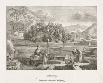 Salzburg ve Berchtesgaden'de Yedi Manzara: Pazartesi: Rosenecker Garden Salzburg, 1823. by Ferdinand Olivier
