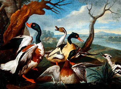 Nehir Manzarasında Ördekler (tuval üzerine yağlı boya) by Ferdinand Phillip de Hamilton