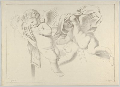 Üç putti çalışması, ca. 1800-1844. by Ferdinand Piloty