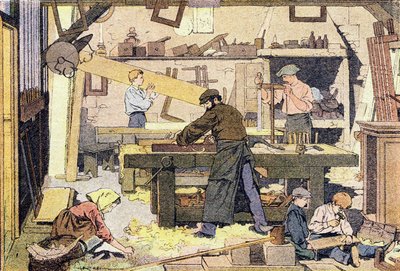 Marangoz, Çocukluğun Resimli kitabında, 1900 dolayları (gravür) by Ferdinand Raffin