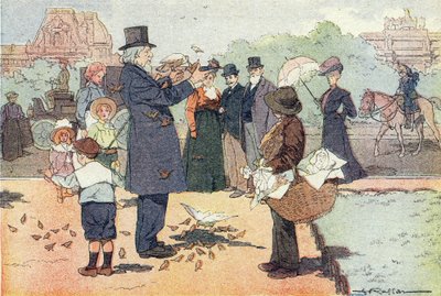 Paris'teki Tuileries halk bahçesi, Imagier de l'enfance'de, 1900 dolayları (gravür) by Ferdinand Raffin