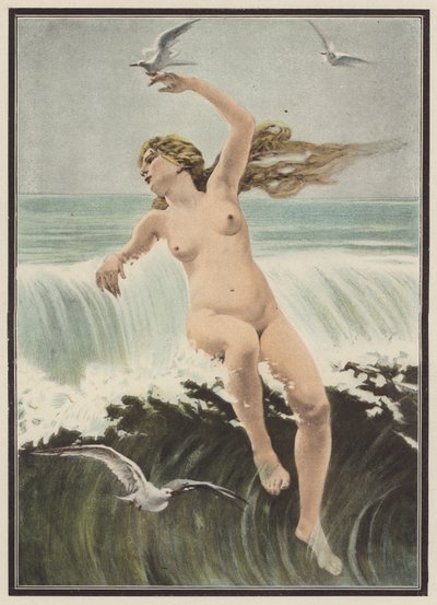 Dalgalar ve martılar (renkli taş) by Ferdinand Victor Eugene (after) Delacroix