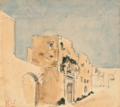 Bir Fas binası (kağıt üzerine kalem ve sulu boya) by Ferdinand Victor Eugene Delacroix