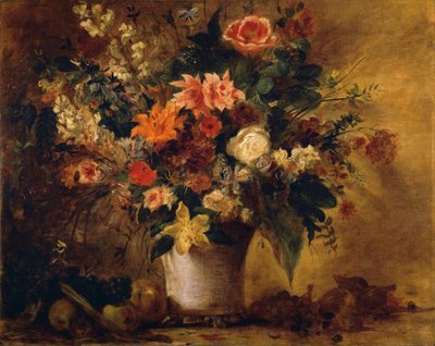 Çiçekler ve Meyveler (tuval üzerine yağlı boya) by Ferdinand Victor Eugene Delacroix