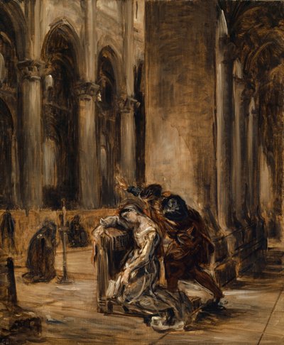 Katedralde Gretchen, 1850 dolayları by Ferdinand Victor Eugene Delacroix