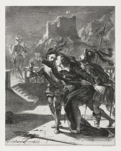 Hamlet: Hamlet Babasının Hayaletini Takip Etmek İçin Koştu, 1835. by Ferdinand Victor Eugene Delacroix