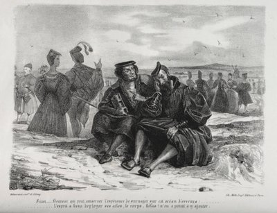 Faust için çizimler: Faust ve Wagner, 1828. by Ferdinand Victor Eugene Delacroix