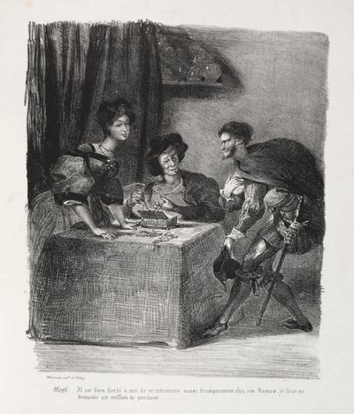 Faust için çizimler: Méphistopheles, Marthe, 1828