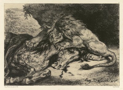 Bir atı yiyen aslan, 1844 by Ferdinand Victor Eugene Delacroix