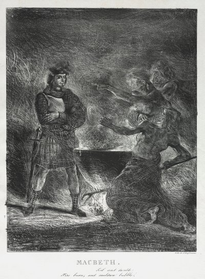 Macbeth Cadılara Danışma, 1825. by Ferdinand Victor Eugene Delacroix