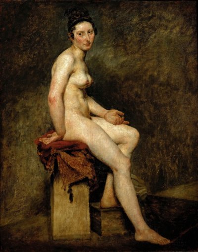 Matmazel Gül Oturan Çıplak by Ferdinand Victor Eugene Delacroix