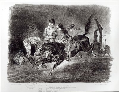 Mephistopheles ve Faust Geceleri Biniyor, Goethe tarafından Faust için illüstrasyon, 1828 by Ferdinand Victor Eugene Delacroix