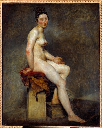 Çıplak oturma, Bayan Rose diyor. Eugene Delacroix (1798-1863) tarafından yapılan boyama by Ferdinand Victor Eugene Delacroix