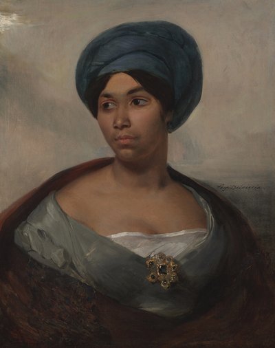 Mavi Sarıklı Kadın Portresi, 1827 dolayları (tuval üzerine yağlı boya) by Ferdinand Victor Eugene Delacroix